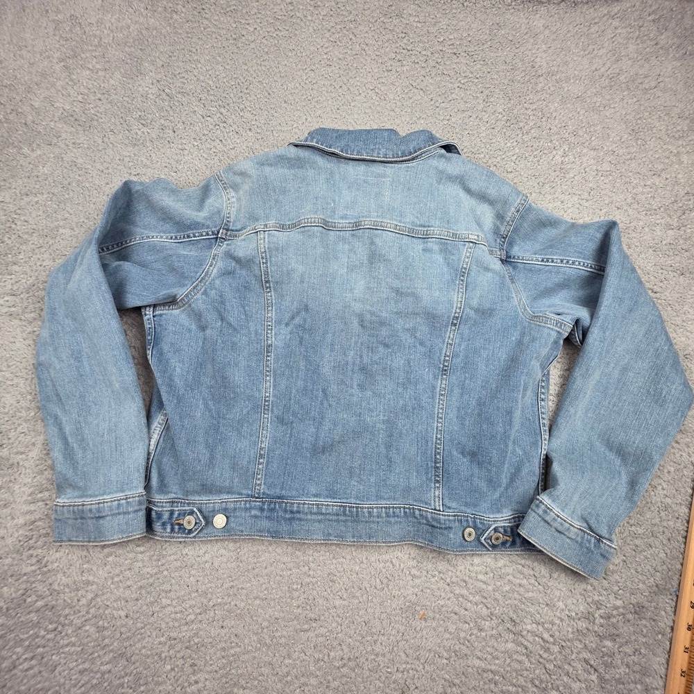 Lucky Brand Denim Jacket Womens Large Light Blue Button Front Trucker Jacket - Picture 10 of 11